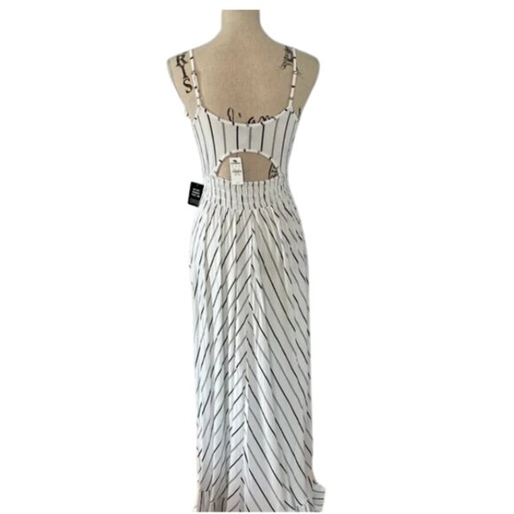 Express High-Low Ruffle Knit Dress Striped White Black Size S Petite - Picture 5 of 11